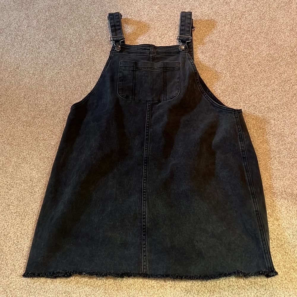 Black Washed Overall Dress